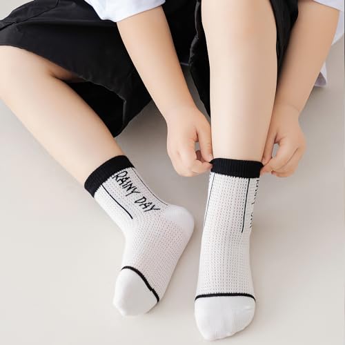 Mcsfipcaser Baby Boys Socks,Non Slip Infant Toddler Socks Kids Children Crew Ankle Low Cut Socks Cotton 5Pairs (US, Age, 0 Months, 12 Months, Rainy day-N201-5Paors)