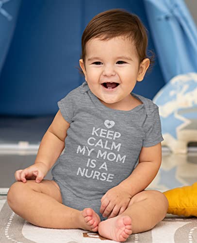 Tstars Keep Calm My Mom Is A Nurse Regalo para mamá Enfermera Lindo Body para bebé 6M Gris