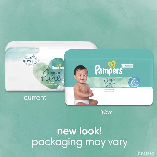 Pampers Aqua Pure Sensitive Baby Wipes, 99% Water, Hypoallergenic, Unscented, 12 Flip-Top Packs (672 Wipes Total)