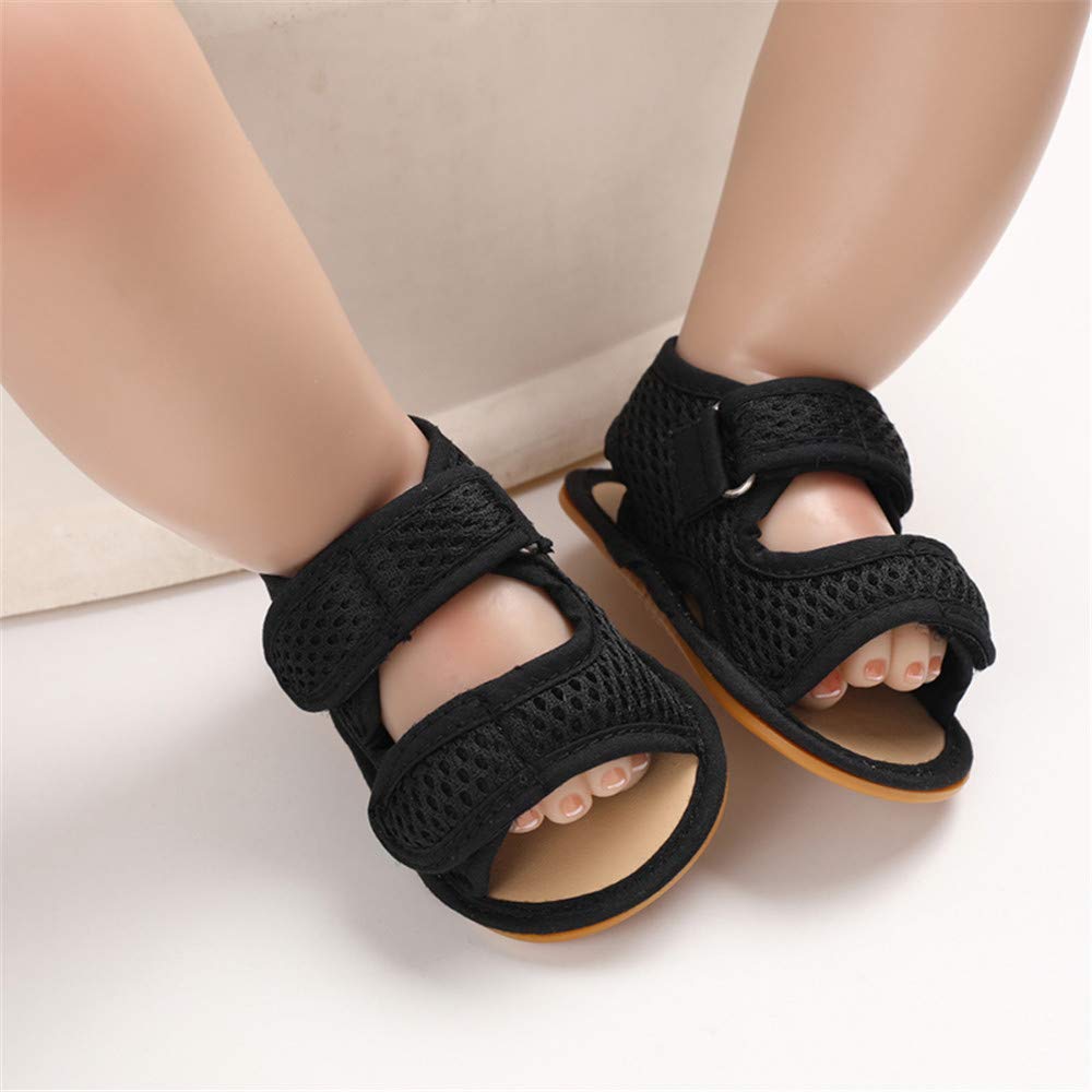 E-FAK Baby Boys Girls Summer Sandals Closed-Toe Non-Slip Rubber Sole Toddler Infant First Walker Shoes(0-6 Months Infant, 01 Black)
