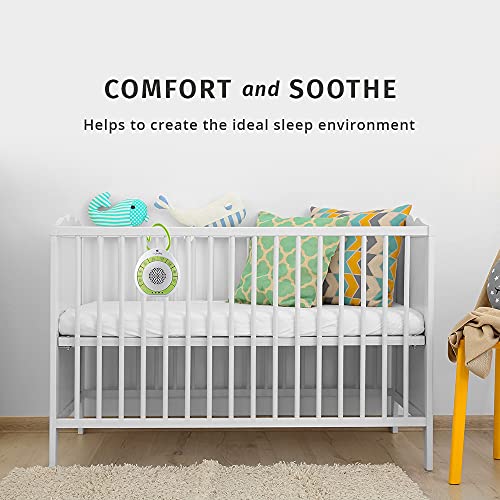 MyBaby Baby Sound Machine, Máquina de sonido de ruido blanco para bebés, viajes y guardería. 4 sonidos relajantes, clip integrado, pequeño y ligero. Ideal para búsquedas en registros de bebés