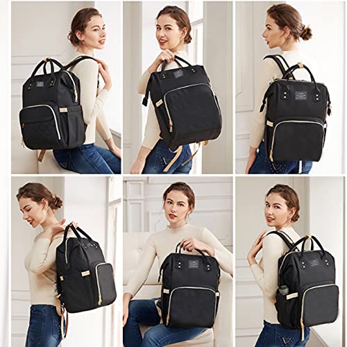 ANWTOTU Diaper Bag with Changing Station,Diaper Bag Backpack,7 in 1 Travel Diaper Bag,Mommy Bag With USB Charging Port (Black)