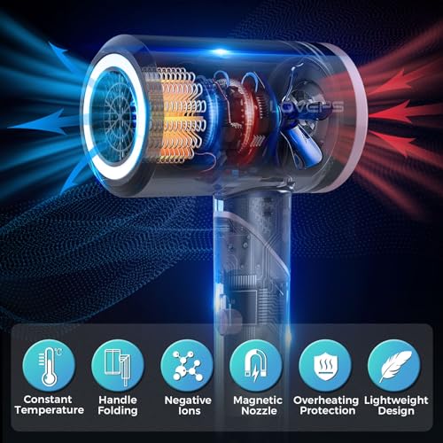 LOVEPS Hair Blow Dryer with Diffuser, 1800W Ionic Blow Dryer, Foldable Handle Travel Hair Dryer, Constant Temperature Hair Care without Hair Damage, Rose Gold