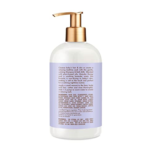 SheaMoisture Baby Shampoo & Bath Milk Manuka Honey & Lavender para cabello y piel delicados Régimen de cuidado nocturno de la piel y el cabello 13 oz