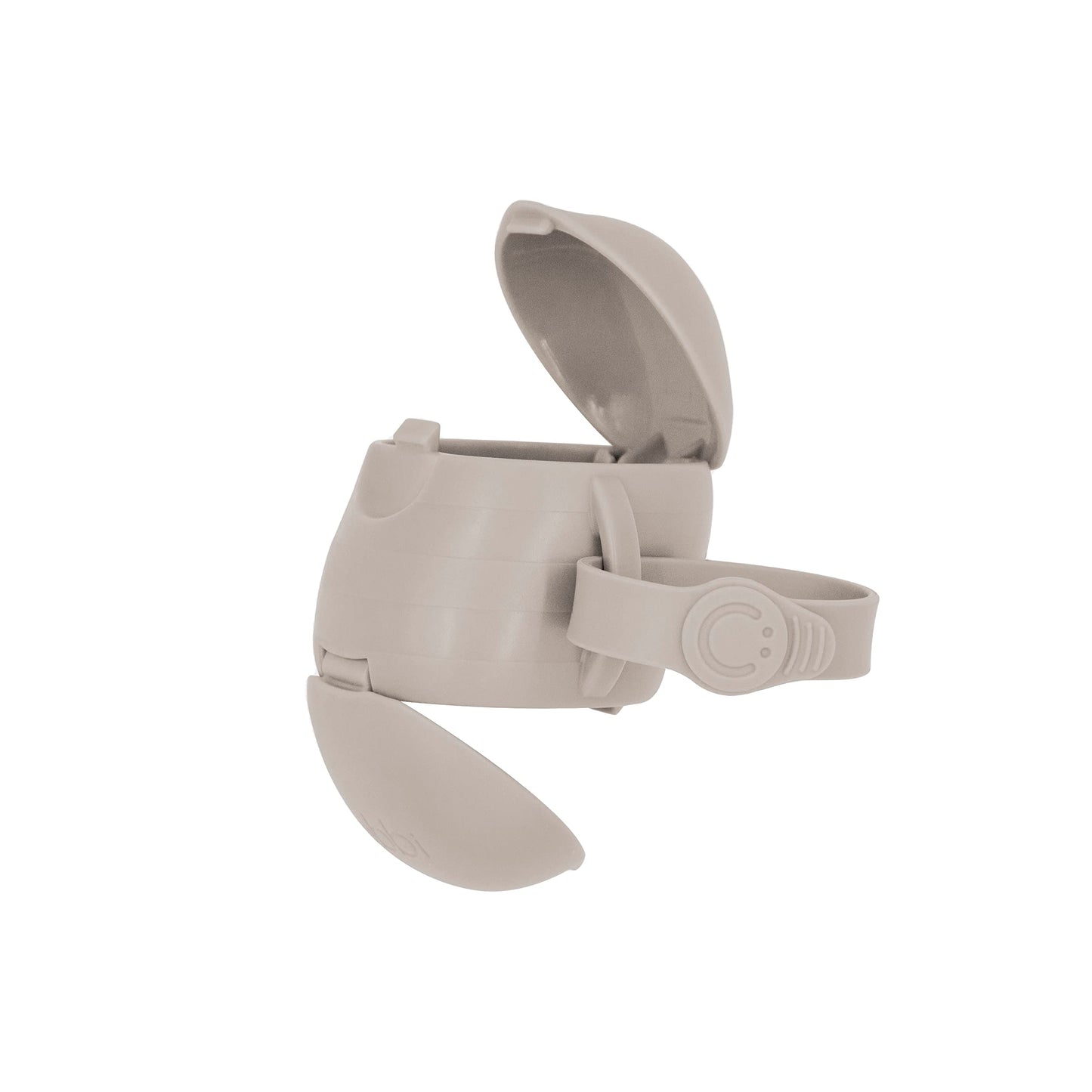 Ubbi On-The-Go - Soporte para chupete doble, mantiene los chupetes del bebé limpios y accesibles, portátil para viajes, accesorio imprescindible para bolsa de pañales para recién nacidos, color topo