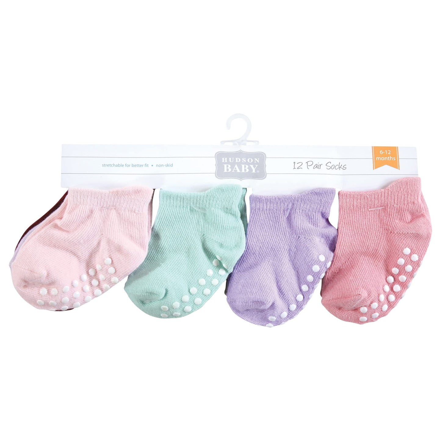 Hudson Baby Unisex Baby Non-Skid No-Show Socks, Multi Girl, 0-6 Months