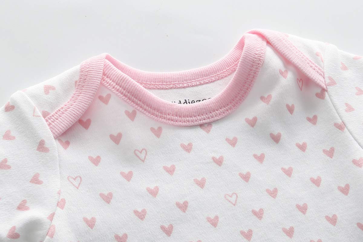 Kiddiezoom Body para bebé niña Body de manga corta para recién nacido Paquete de 5 monos de una pieza de algodón