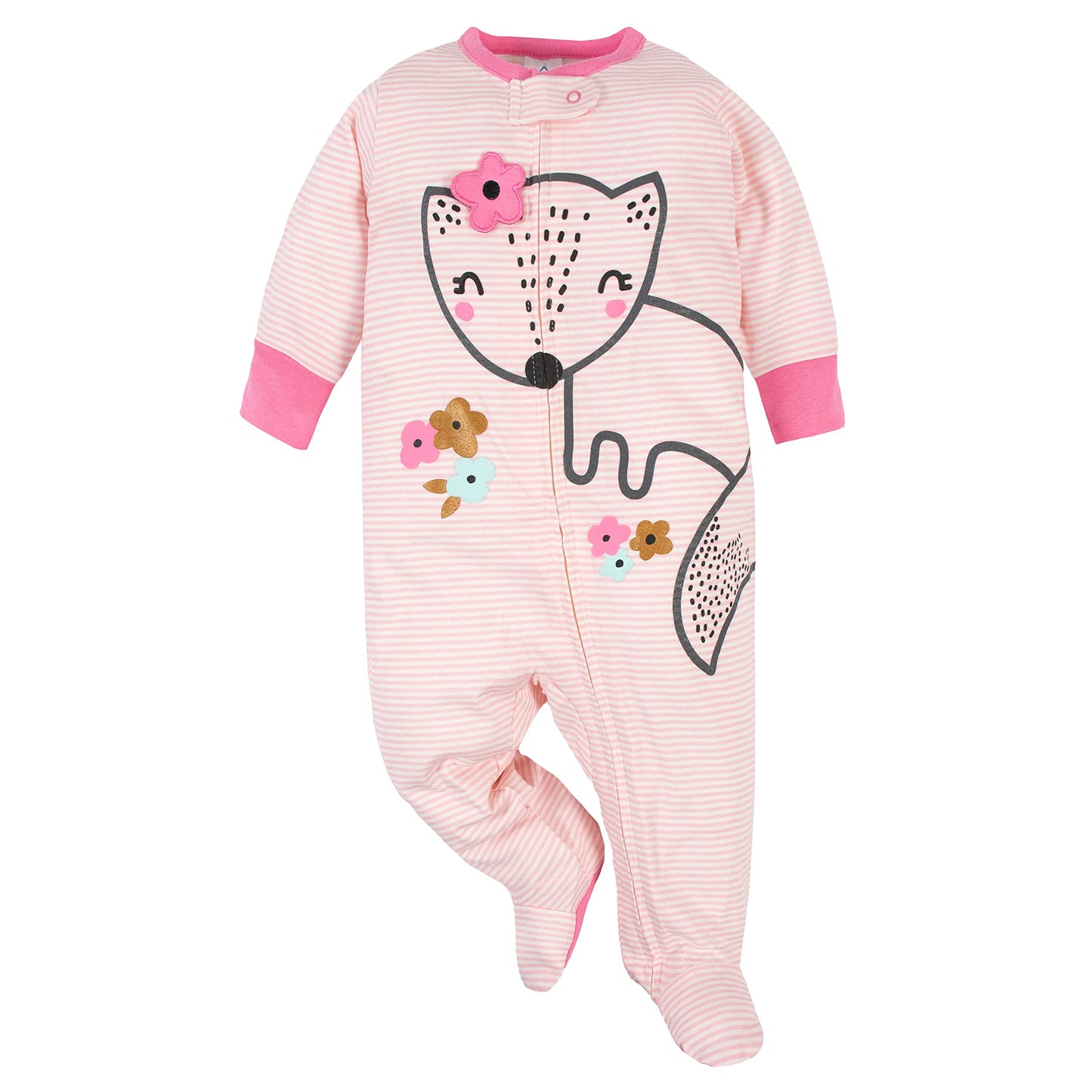 Gerber Baby Girls Paquete de 3 Sleep 'N Play, Zorro floral rosa, 3-6 meses