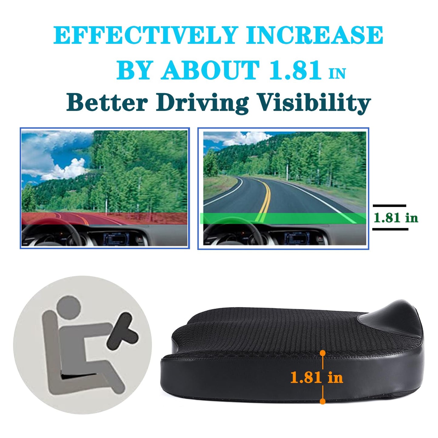 XINJUN Cojín de descompresión, cómodo cojín de espuma viscoelástica para asiento de coche, cojín para aliviar el dolor de coxis (cóccix), cojín para silla de oficina (negro)