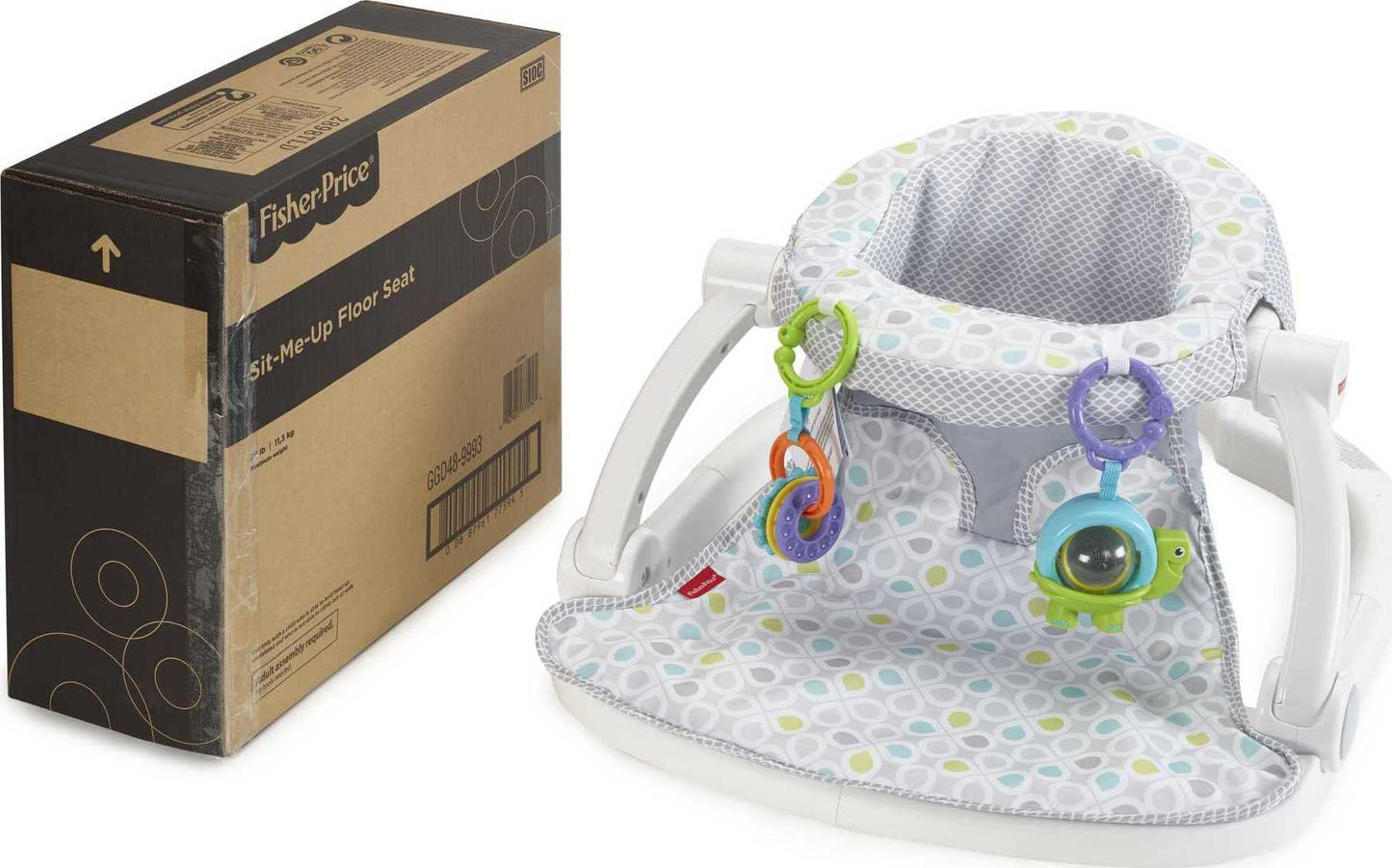 Silla de bebé portátil Fisher-Price, asiento de suelo para sentarse con juguetes de desarrollo y cojín de asiento lavable a máquina, gota de miel