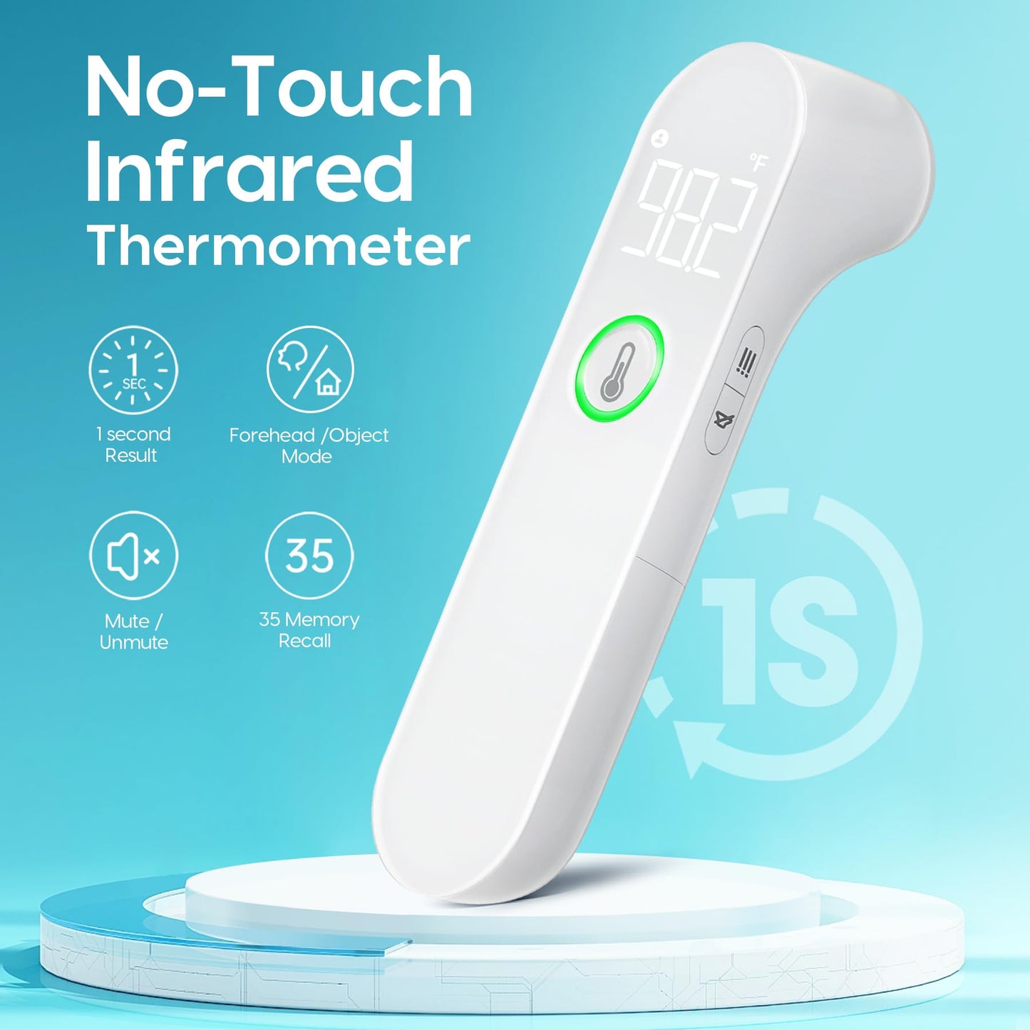 Termómetro para adultos y niños, termómetro para bebés rápido y preciso con alarma de fiebre y modo de silencio, elegible para FSA, soporte de por vida: tome la temperatura rápidamente y fácilmente