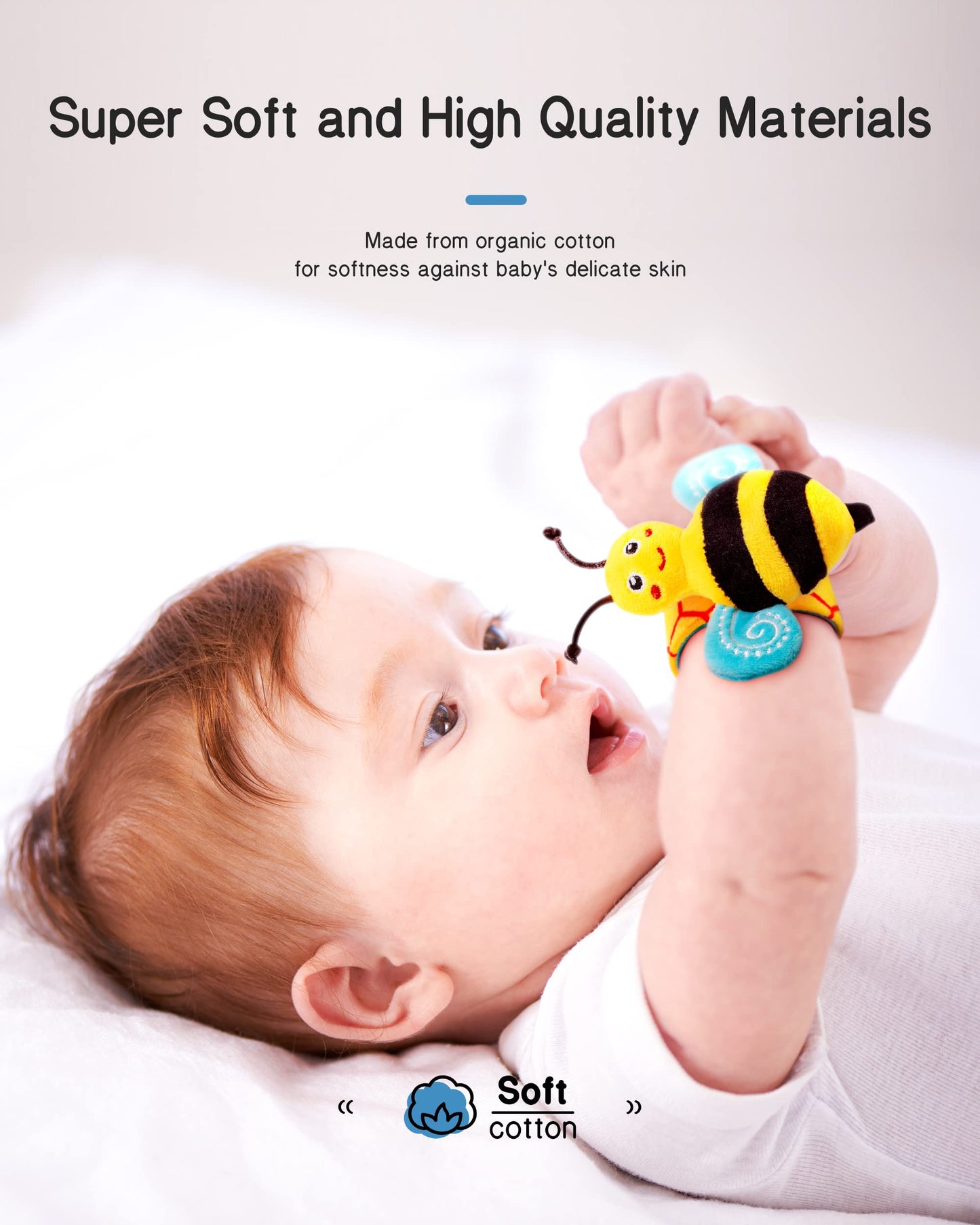 Infinno Juego de calcetines y buscador de pies para bebé, juguetes perfectos para bebés de 0 a 12 meses, niños y niñas recién nacidos como regalo de baby shower, serie Garden Bug