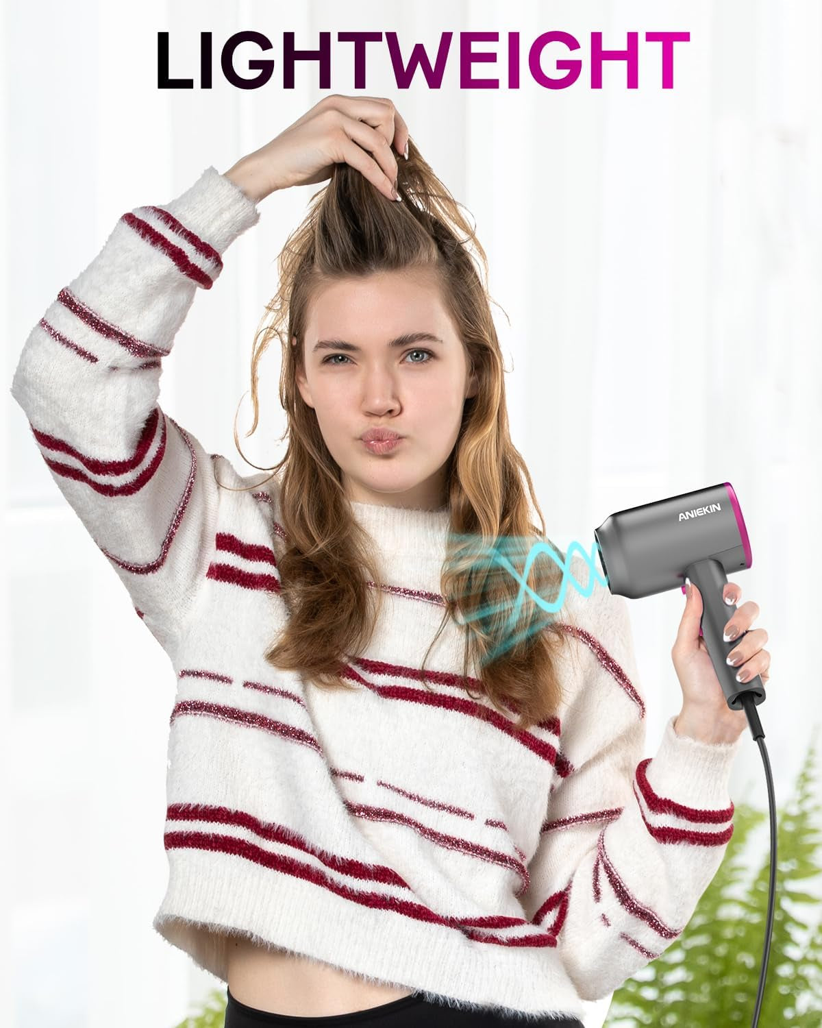 Hair Dryer, 1875W Ionic Blow Dryer with Diffuser, Professional Portable Hair Dryers & Accessories for Women Curly Hair, Grey