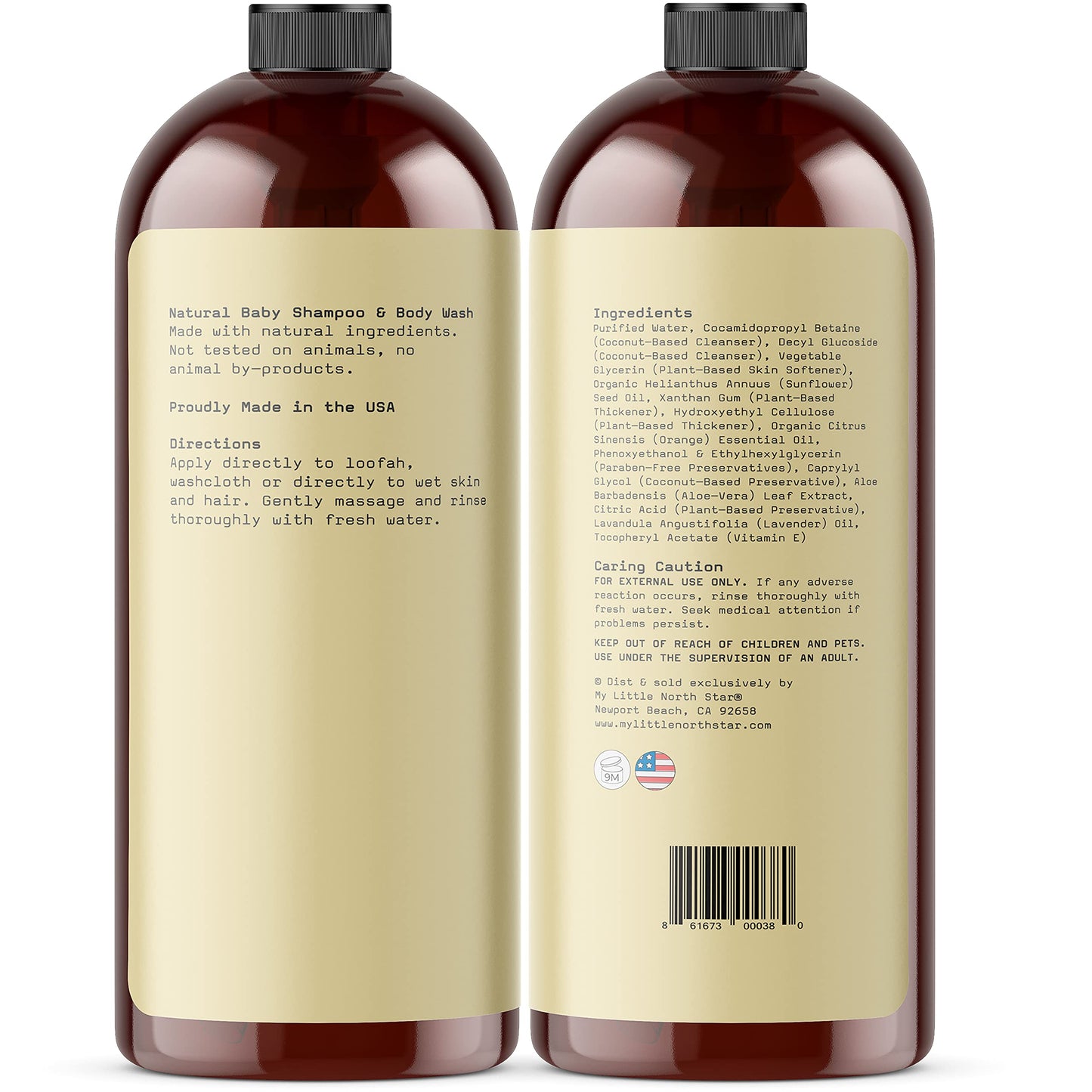 Champú y jabón corporal para bebés 100 % natural (paquete de 2) – Cuidado hipoalergénico no tóxico para niños, bebés, bebés y recién nacidos con piel sensible – Lavanda cítrica no irritante (ganador del premio Mom's Choice)