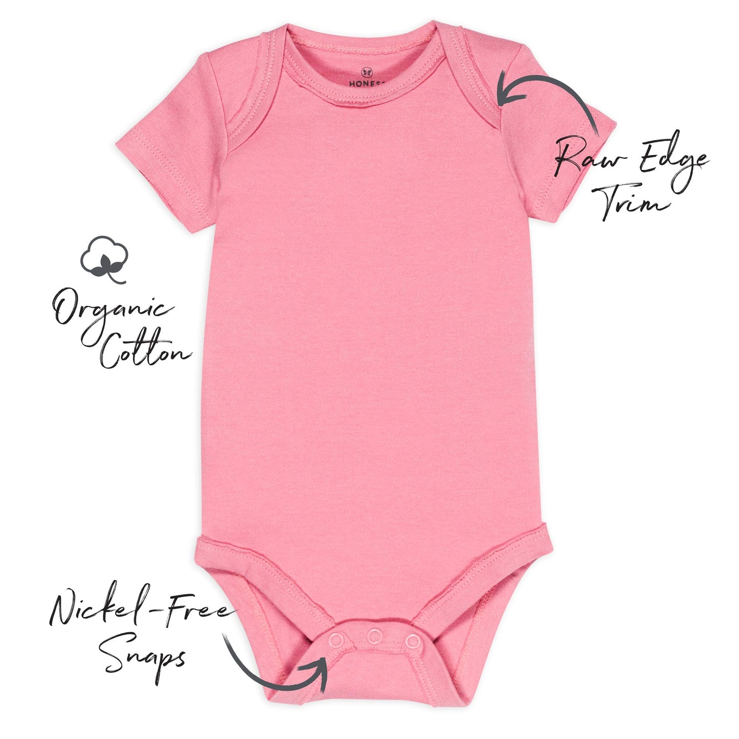 HonestBaby 10-Pack Short Sleeve Bodysuits One-Piece 100% Organic Cotton for Infant Baby Boys, Girls, Unisex, Rainbow Girl, 0-3 Months