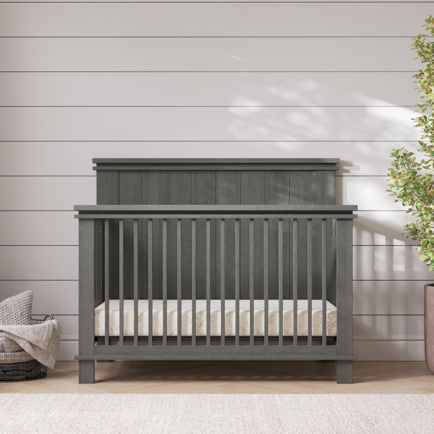 Child Craft Denman Crib and Dresser Nursery Set, 2-Piece, Includes 4-in-1 Convertible Crib and 3-Drawer Dresser, Grows with Your Baby (Midnight Gray)