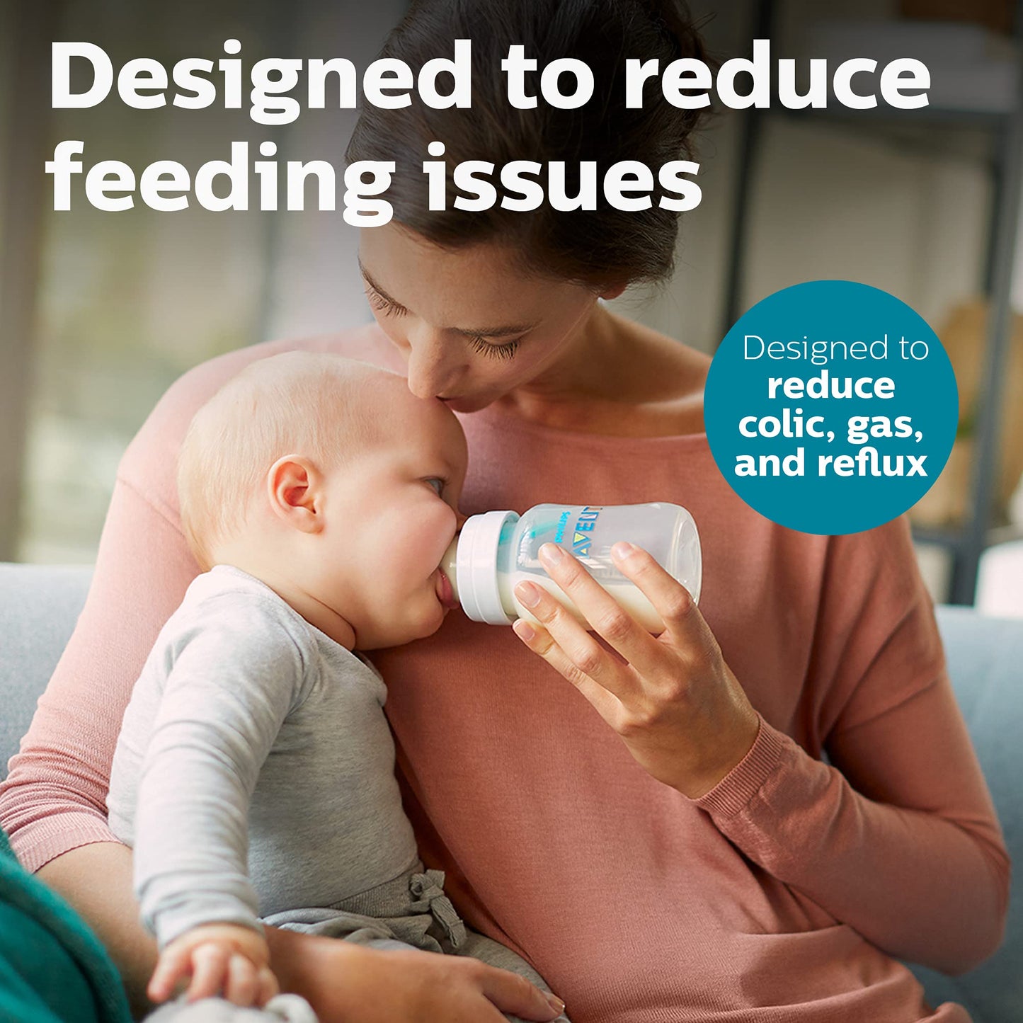 Philips AVENT Biberones anticólicos con ventilación AirFree, 9 oz, 4 unidades, transparente, SCY703/04