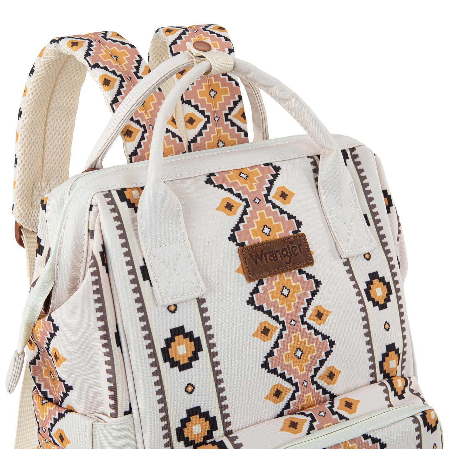 Wrangler Aztec Backpack Organized Daypack Travel Baby Bag with Stroller Strap and Side Bottle Pockets