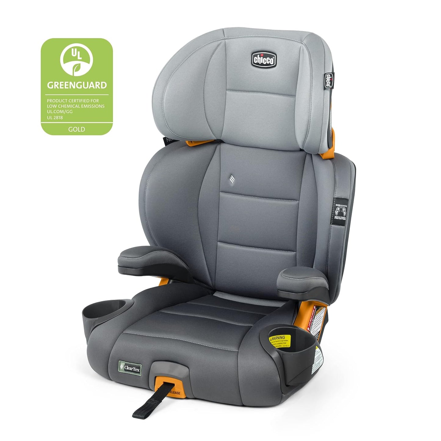 Kidfit Cleartex plus 2-In-1 Belt-Positioning Booster Car Seat, Backless and High Back Booster Seat, for Children Aged 4 Years and up and 40-100 Lbs. | Drift/Grey