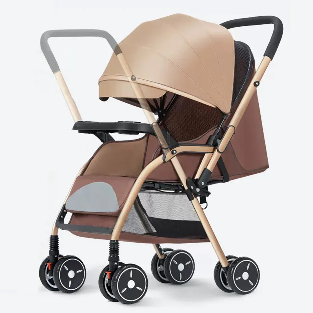 Custom Luxury Baby Stroller with All Terrain Wheels Portable Lightweight Foldable Pram Two Way Sunshade Cover
