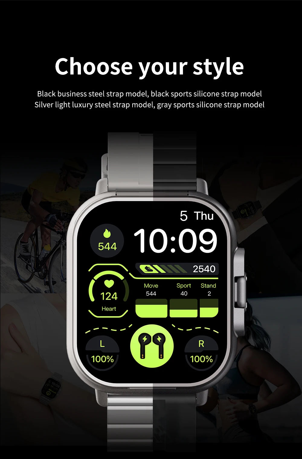 2024 Hot Selling 2 in 1 Smartwatch TWS Earbuds Hot Sale High Quality Men Digital Sport Smart Watch with Earbuds
