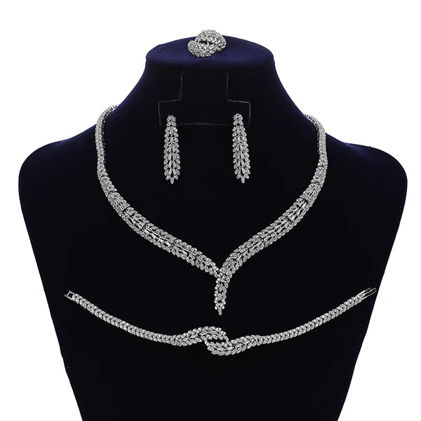 Jewelry Sets HADIYANA Elegant Trendy Birdal Necklace Earring Ring And Bracelet Set Women High Quality CN1805 Conjunto De Joyas