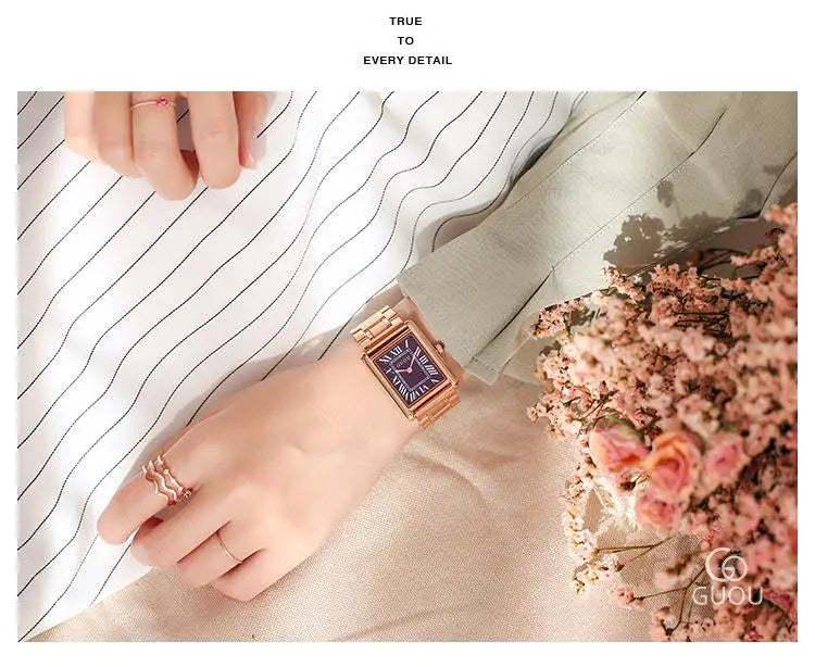 Fashion Guou Women Watches Top Brand Luxury Wristwatch Female Simple Clock Mesh Steel Lady Quartz-watch Montre Femme Relogio Fem