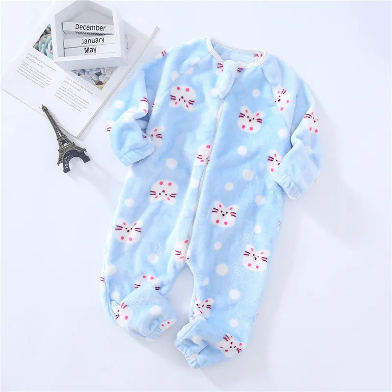 Baby Pajamas For Boys Girls Thick Warm Pajama Autumn Children Flannel Onesies Jumpsuits Winter Kids Cartoon Blanket Sleepwear