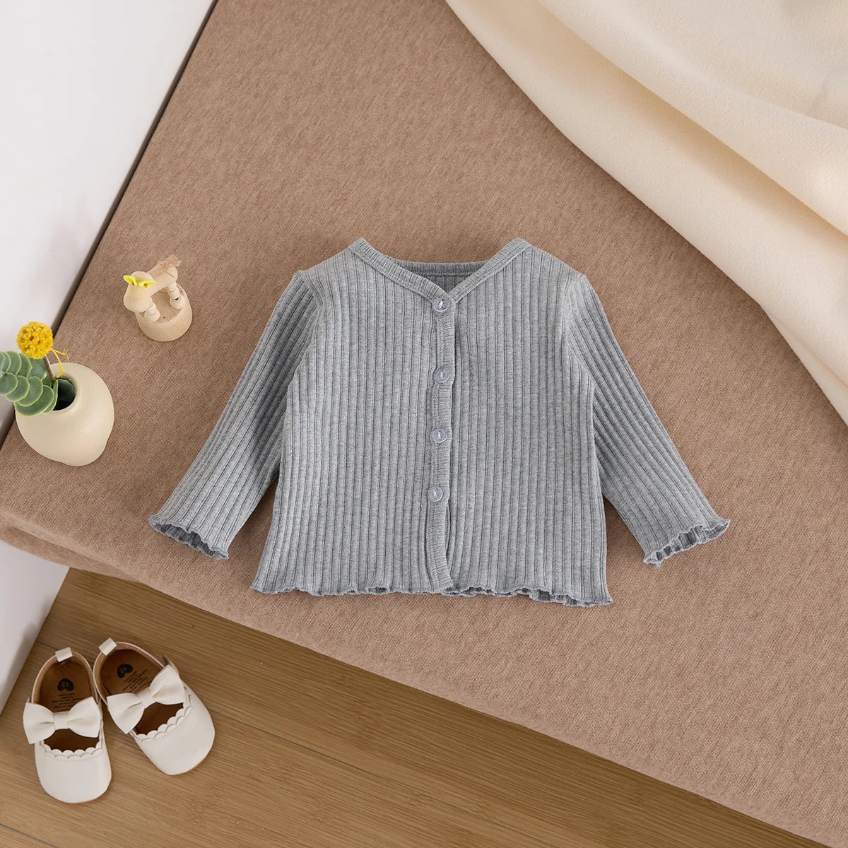 Baby Knitted Cardigan Girls Children's Clothes Spring Pit Strip Princess Solid Color Top Western Style Coat
