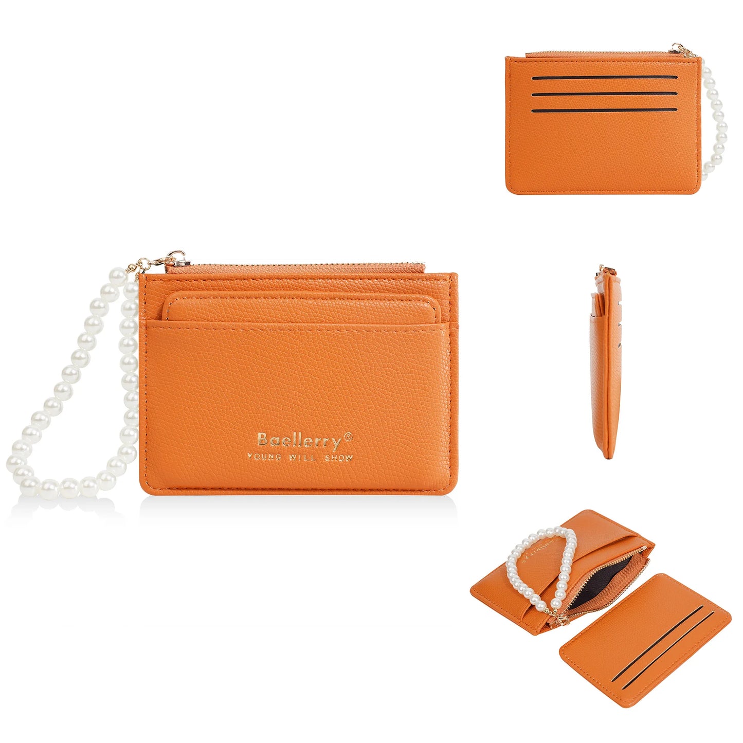 Fashionable Womens Card Case Ins Trend High Class Pearl PU Small Purse