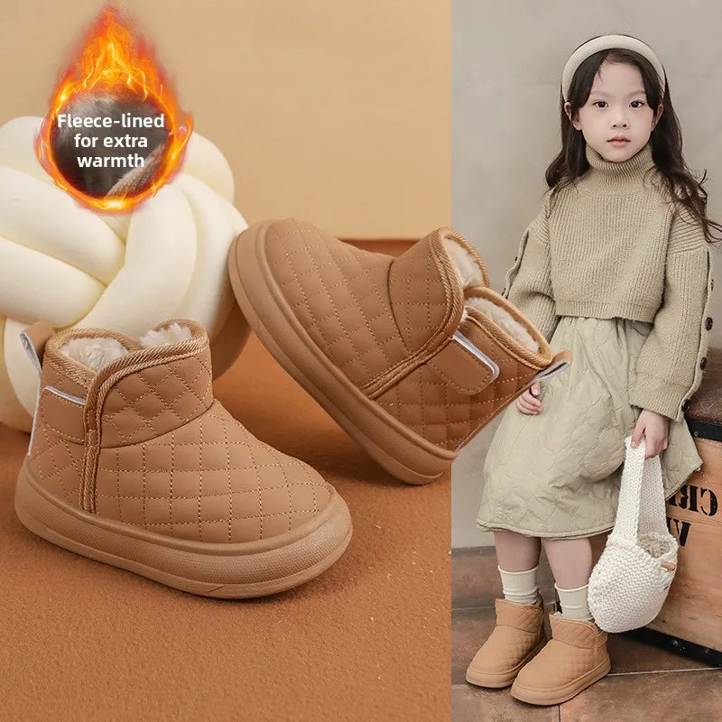 Winter Plush Boots For Children Soft Warm Velvet Snow Boots For Kids Anti-slippery Waterproof Boy's Girl's Winter Boots