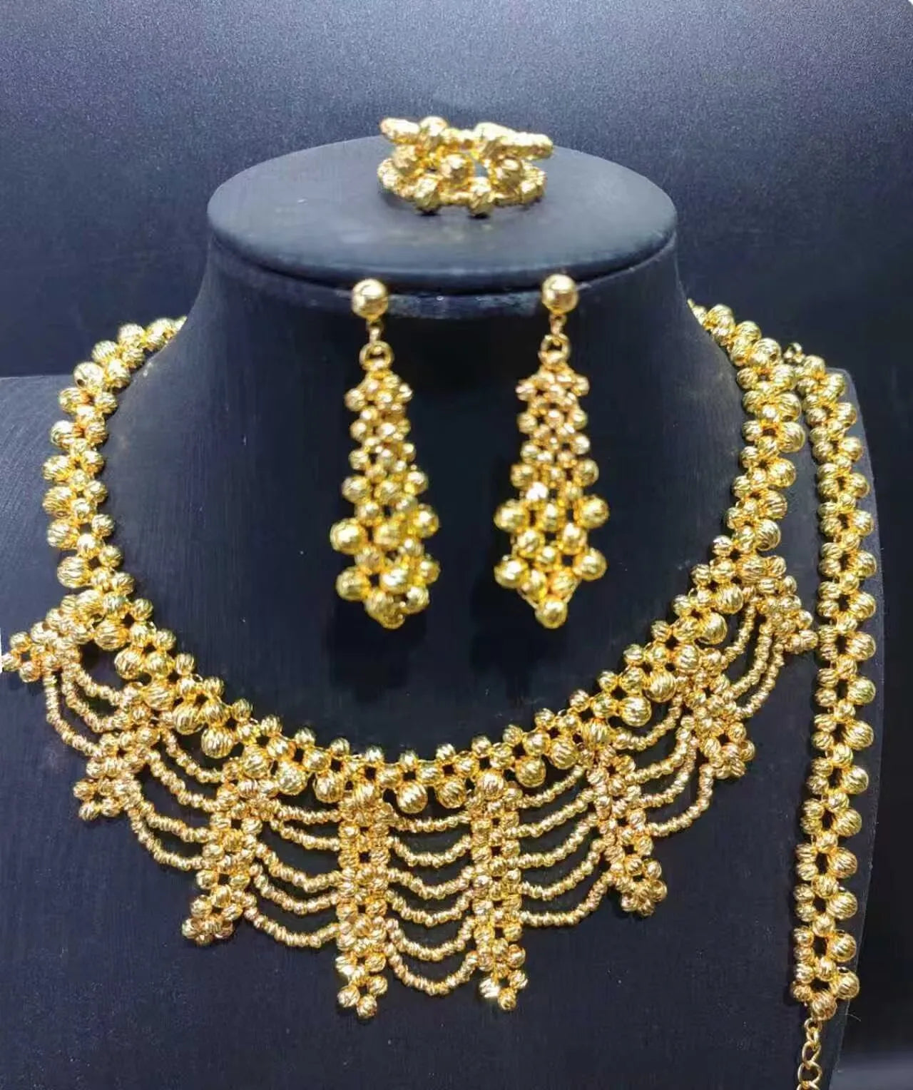 ACCKINGTrendy Fashion4PCS Luxury Waterdrop Indian Jewelry Sets For Women Wedding Party Indian Dubai Bridal jewelry Set