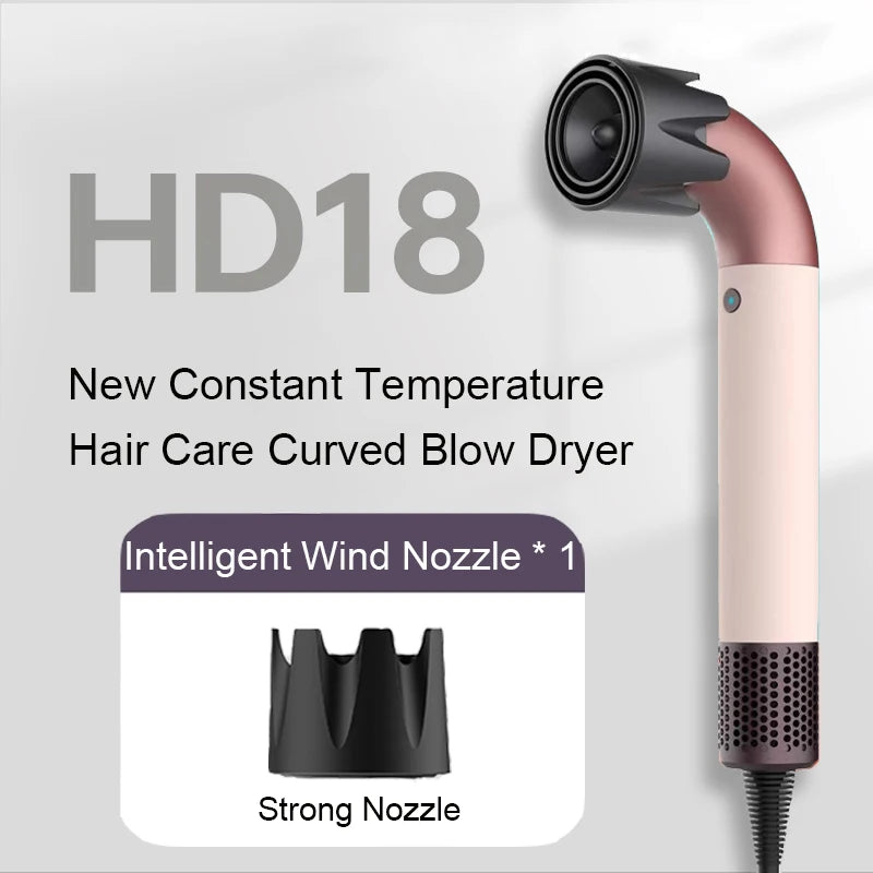 Hair Dryer 1400 Watt High Speed HairDryer Bend Pipe Professinal Hair-care Leafless Negative Ion Styling Tools with 6 Air Nozzles