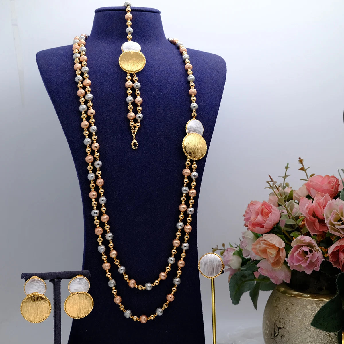 ACCKINGTrendy Fashion2PCS Luxury Waterdrop Indian Jewelry Sets For Women Wedding Party Indian Dubai Bridal jewelry Set