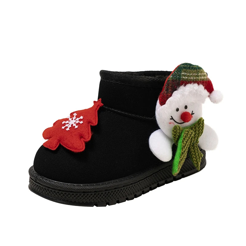 Kids Snow Boots Christmas Gift Children Short Boots with Thick Warm Fur 2025 Winter New Boys Girls Ankle Boots Round Toes Soft