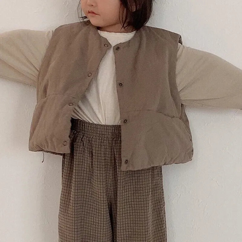 Newborn Baby Girl Boy Cotton Padded Jacket Autumn Infant Toddler Child Thick Warm Vest Sleeveless Cardigan Baby Clothes 9M-2Y