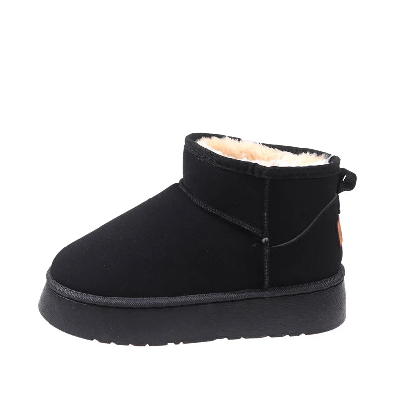 Winter Women Short Plush Warm Snow Boots Casual Shoes New Suede Fur Chelsea Ankle Boots Flats Platform Ladies Shoes Botas