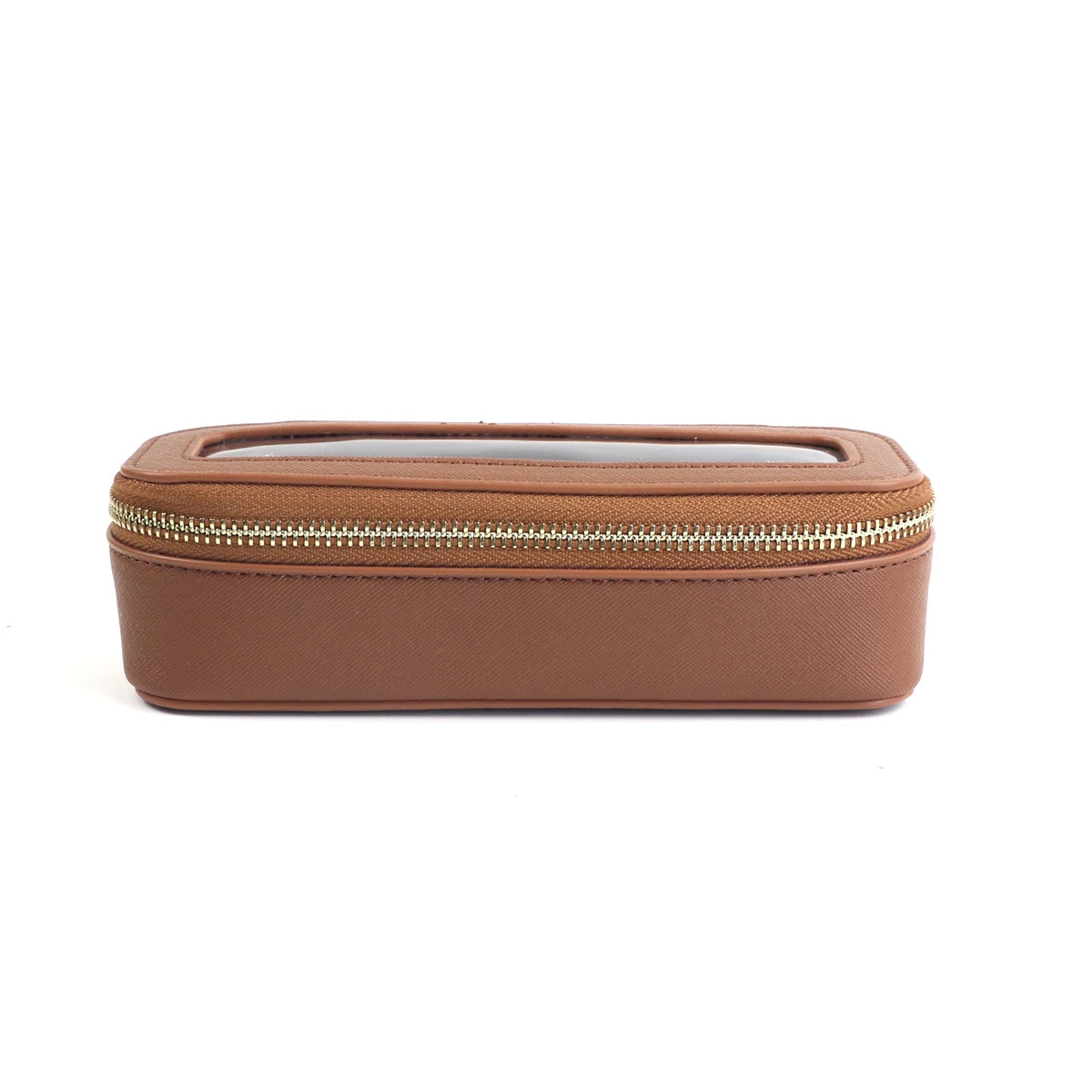 Customized Name PU Leather Women's Transparent Makeup Brush Box, PVC Makeup Bag Women's Toiletries Accessories