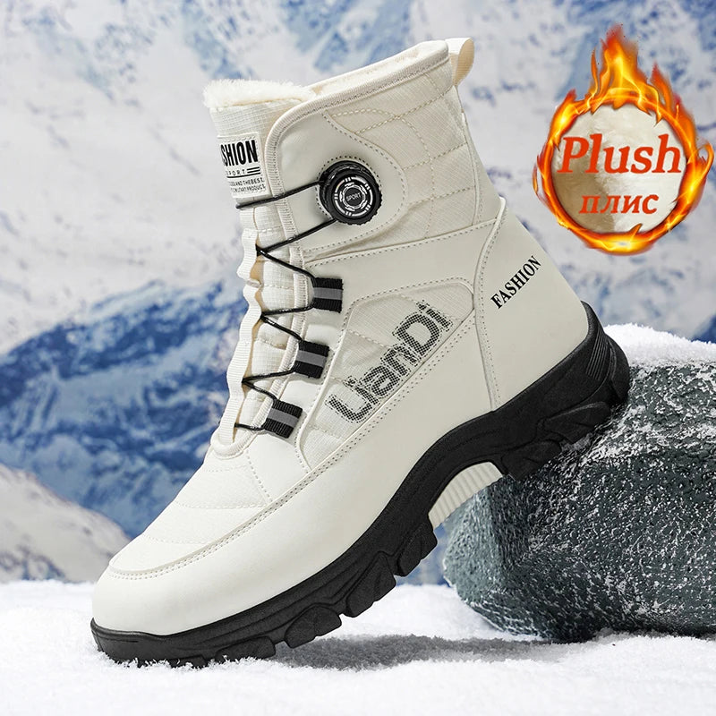 Men's Winter Snow Boots, Mid-Calf Design, Thick Plush Lining for Warmth and Comfort, Suitable for Cold Weather Sports and Casual Wear