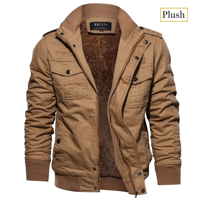 2024 Men's Tactical Jacket Autumn Winter Fleece Tactical Jackets Men Casual Multiple Pockets Windproof Outdoor Workwear Coat