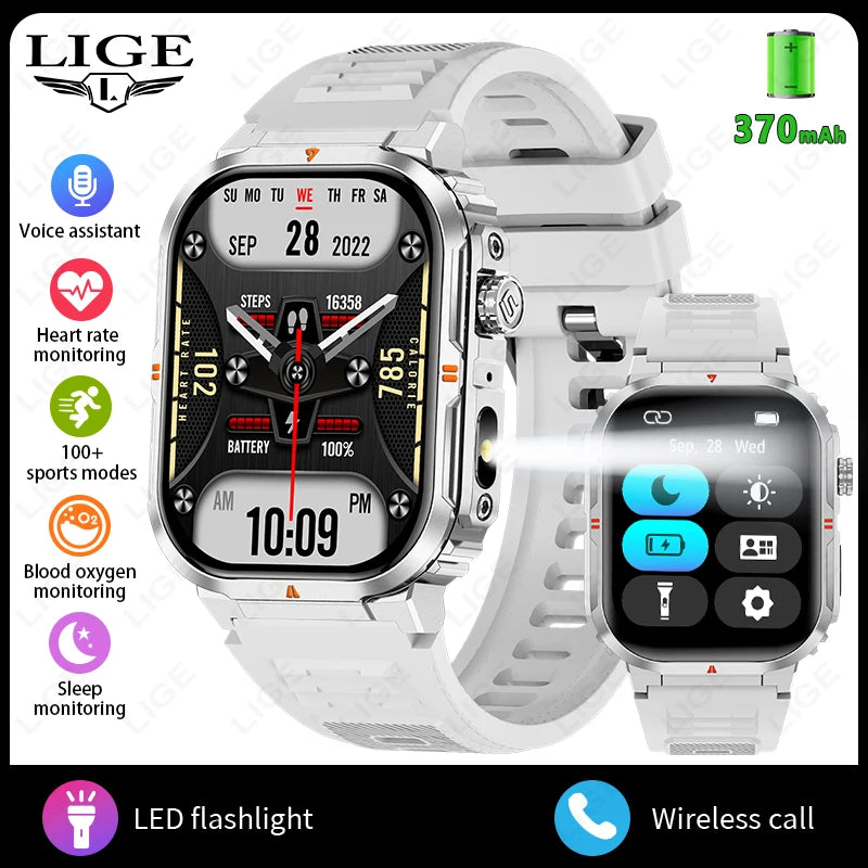 LIGE New Smart Watch For Men Women 2.01" HD Display Health Monitor Sport Fitness Watches AI Voice Bluetooth Call Smartwatch Men