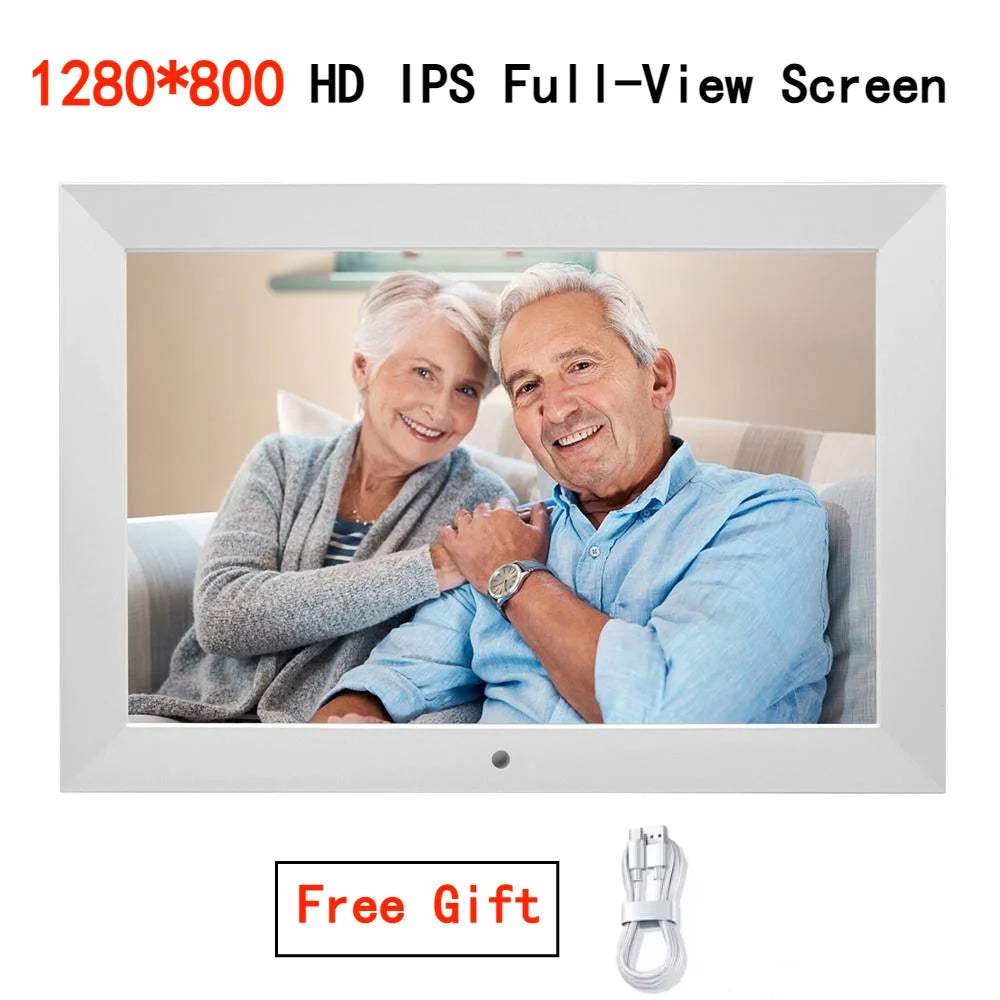 10"Digital Picture Photo Frame IPS Full-View Screen Photo Album Clock Calendar Video Player with Remote Control For Family Gift
