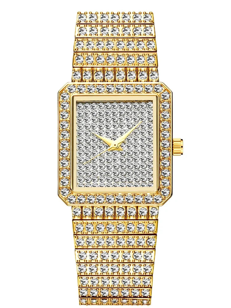 Diamond Square Women Watch Gold Silver Luxury Ladies Dress Quartz Watch Casual Simple Couple Wristwatches Dames Horloges