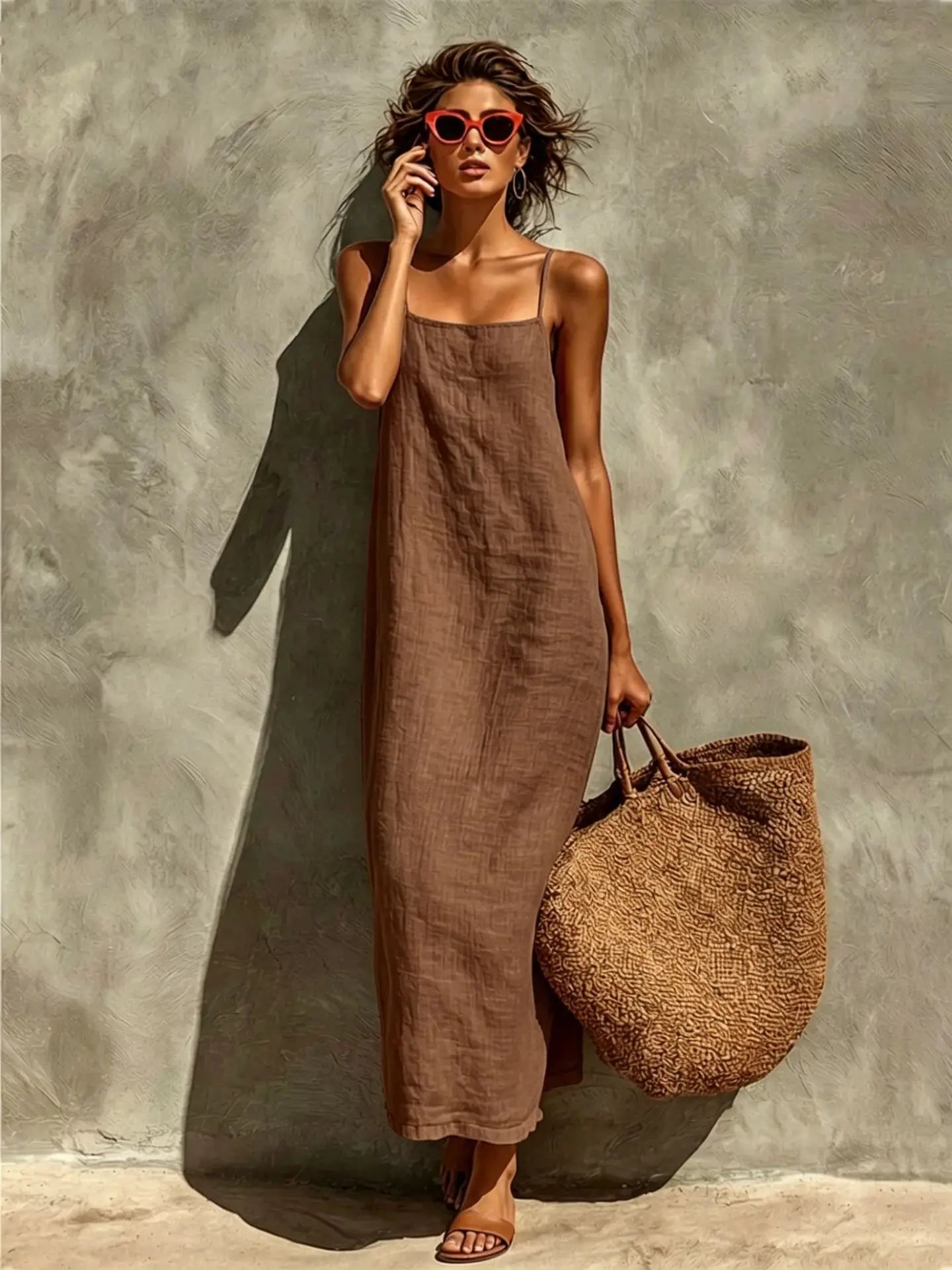 Summer 2026 Women's Fashion Loose Long One-Shoulder Dress Solid Color European And American Style Maxi Dress