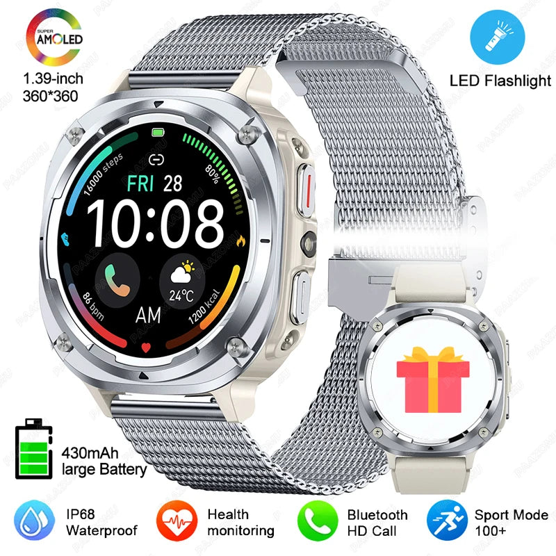 NEW Watch 7 Ultra Smart Watches IP68 Waterproof Bluetooth Call Heart Rate LED Flashlight Outdoor Smartwatch for Android iOS