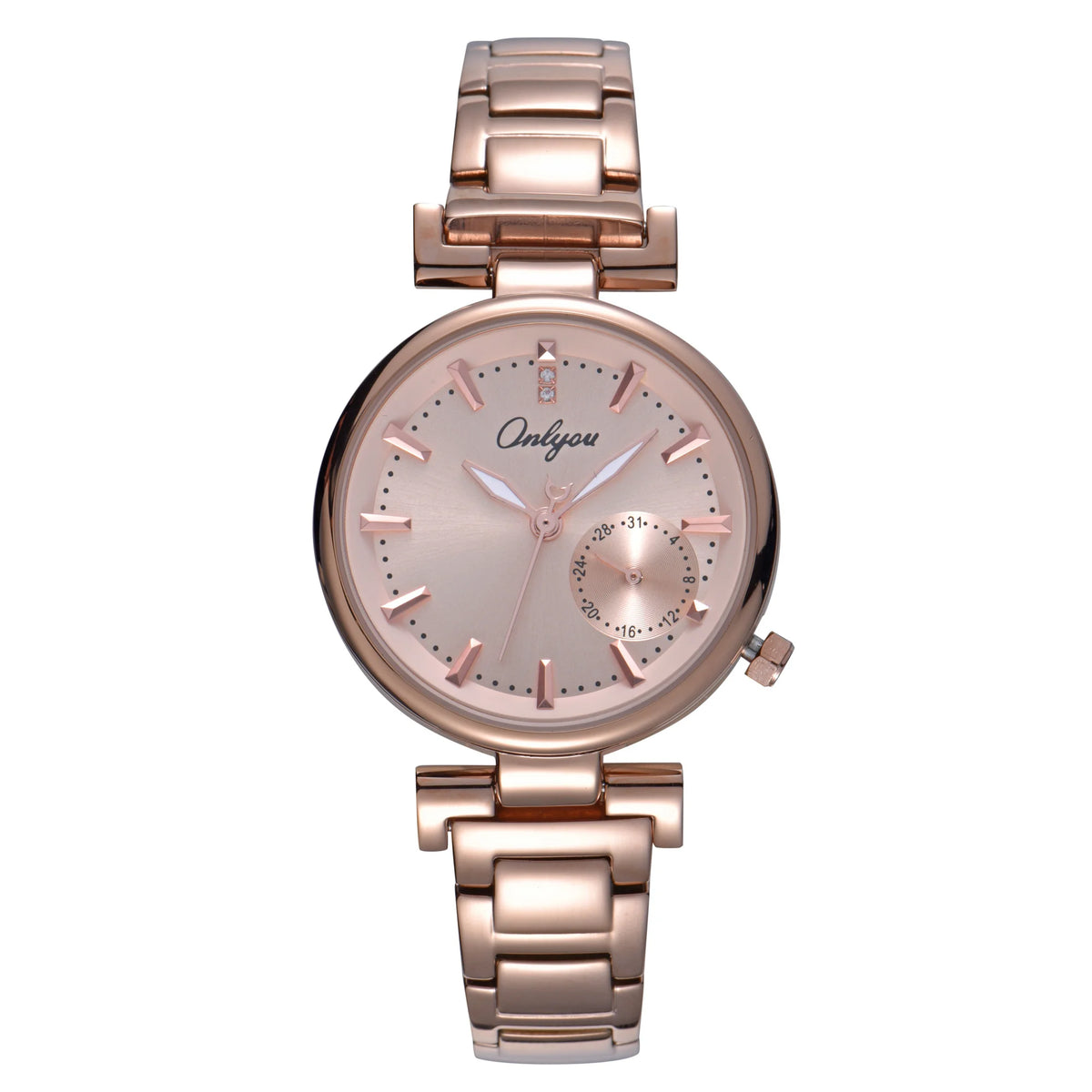 ONLYOU Luxury Women's Watch with Calendar and Analog Quartz Design, Stylish and Simple Stainless Steel Strap, Watch Box Included