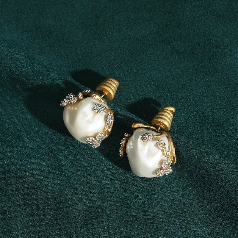 Baroque Style Freshwater Pearls Necklace Jewelry Sets For Women Gold Color Wedding Ring Set Bridal Nightwear Pendant 2025 Trend