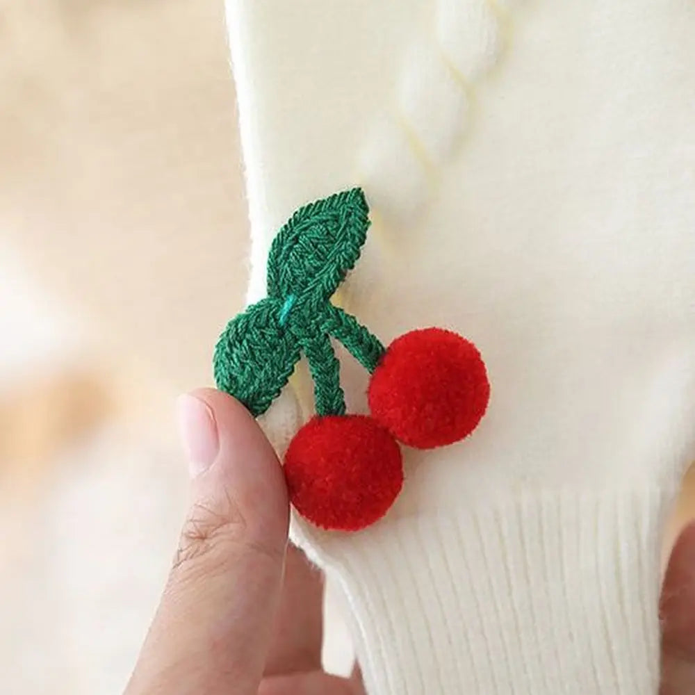 2024 New Kids Sweater Cherry Decoration Toddler Girl Sweater Top Sweater for Children Girls Sweaters Kids Sweaters Cute Sweater