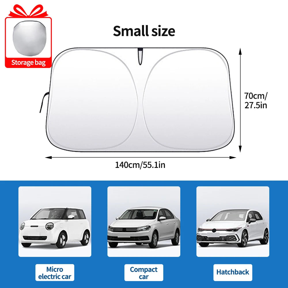 Car Sunshade Umbrella for Windshield, Foldable Parasol with 360° Rotating Handle, UV Protection Sun Shade for Summer
