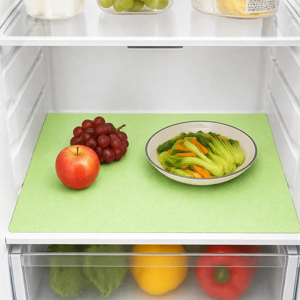 Fridge Shelf Liners 6 Pack Refrigerator Mats Washable Reusable Drawer Liner Non Slip Multipurpose Kitchen Cabinet(Green)